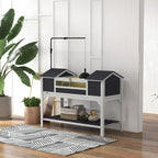 Wooden Tortoise Enclosure w/ Adjustable Lamp Holder, Openable Lid, Dual Main Houses, Storage Shelf, Fixed Tray - Grey — view 4