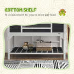 Wooden Tortoise Enclosure w/ Adjustable Lamp Holder, Openable Lid, Dual Main Houses, Storage Shelf, Fixed Tray - Grey — view 9