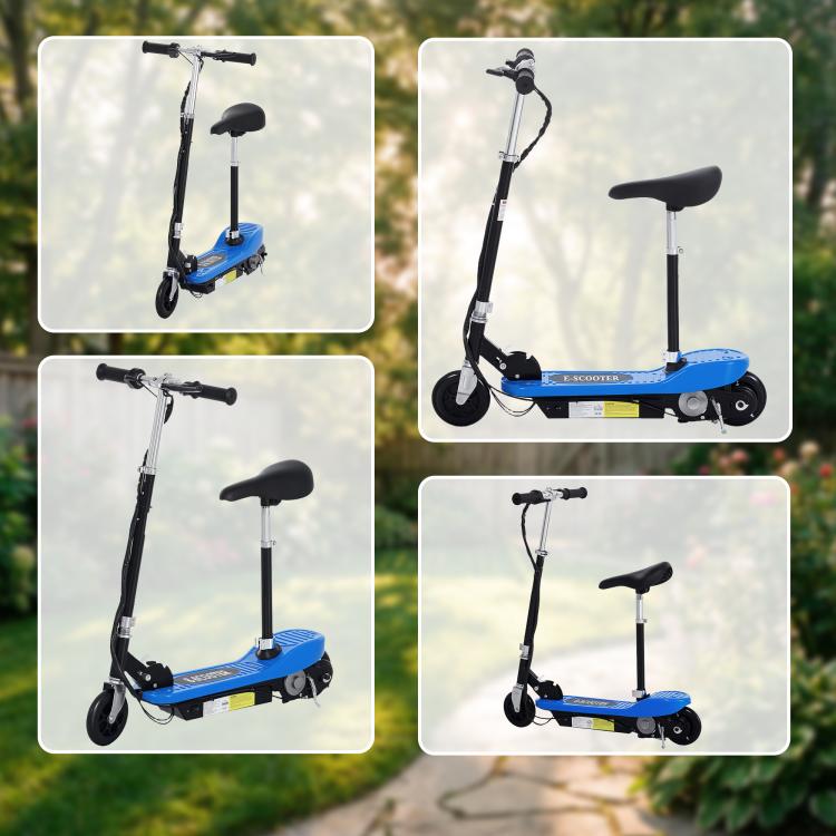 Powered Electric Scooter Ride-On, with Brakes, Adjustable Seat, Adjustable Handlebars, Blue