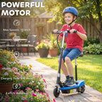 Powered Electric Scooter Ride-On, with Brakes, Adjustable Seat, Adjustable Handlebars, Blue
