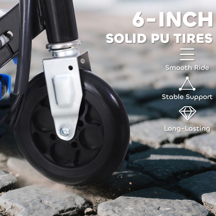 Powered Electric Scooter Ride-On, with Brakes, Adjustable Seat, Adjustable Handlebars, Blue