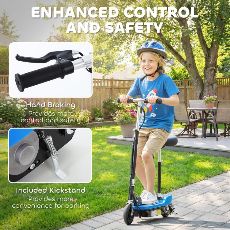 Powered Electric Scooter Ride-On, with Brakes, Adjustable Seat, Adjustable Handlebars, Blue