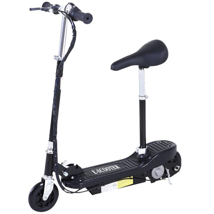 Powered Electric Scooter Ride-On, with Brakes, Adjustable Seat, Adjustable Handlebars, Black
