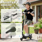 Powered Electric Scooter Ride-On, with Brakes, Adjustable Seat, Adjustable Handlebars, Black
