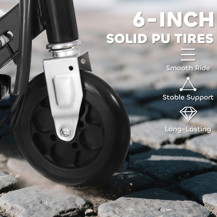 Powered Electric Scooter Ride-On, with Brakes, Adjustable Seat, Adjustable Handlebars, Black