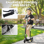 Powered Electric Scooter Ride-On, with Brakes, Adjustable Seat, Adjustable Handlebars, Black