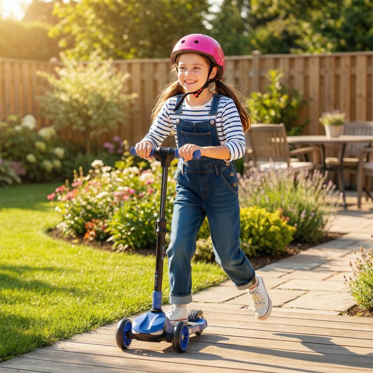 Three-Wheel Foldable Electric Scooter for Kids Aged 6-10 Years, Blue
