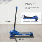 Three-Wheel Foldable Electric Scooter for Kids Aged 6-10 Years, Blue