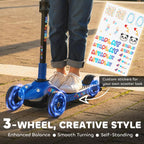 Three-Wheel Foldable Electric Scooter for Kids Aged 6-10 Years, Blue