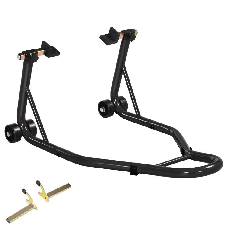 Cavalletto Posteriore per Moto con Tappetino Antiscivolo, Cavalletto Moto Adattatori Regolabili, 200 kg, per Pneumatici da 18", 17" e 10"