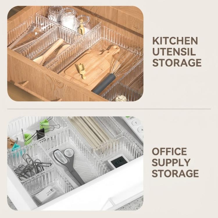 10X Drawer Organiser Set Clear Makeup Trays Plastic Desk Drawer Dividers Boxes