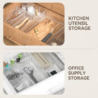 10X Drawer Organiser Set Clear Makeup Trays Plastic Desk Drawer Dividers Boxes