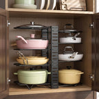 Adjustable Pan Organiser Pot Saucepan Kitchen Storage Rack Holder Sturdy Shelf