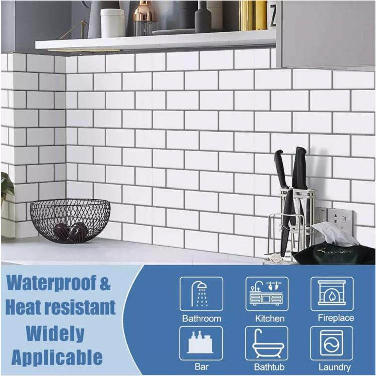 10Pcs Marble Tiles Wall Sticker Self-Adhesive Stick On Kitchen Bathroom Decor