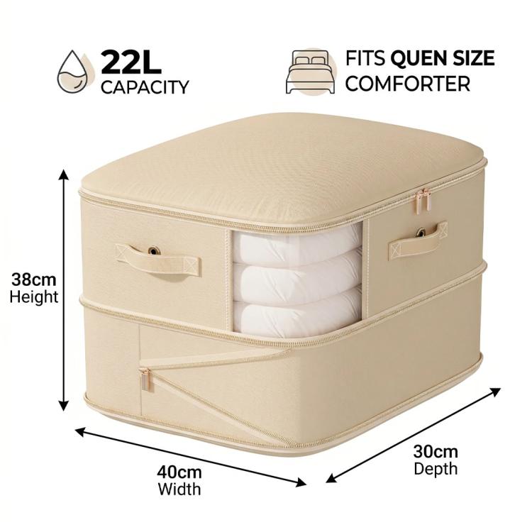 4x Clothes Storage Bags With Zips Bedroom Large Collapsible Storage Box Bedding