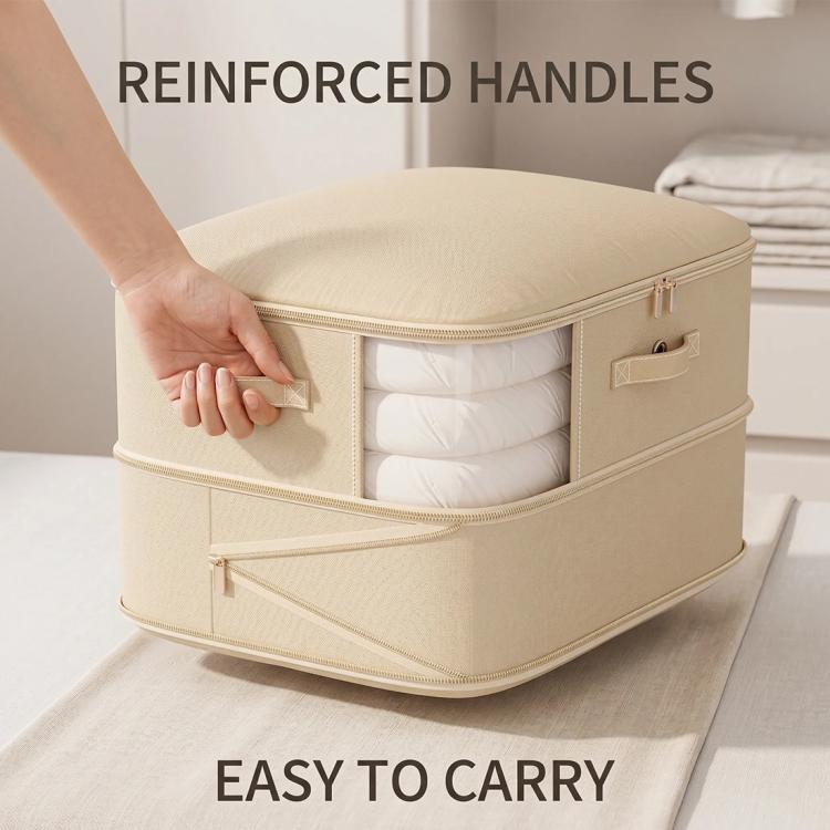 4x Clothes Storage Bags With Zips Bedroom Large Collapsible Storage Box Bedding