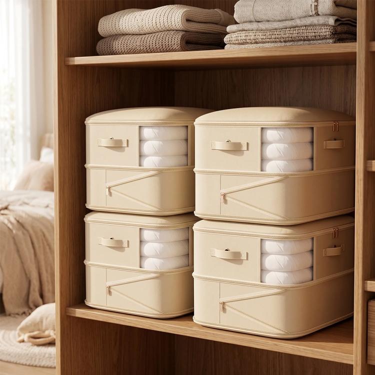 4x Clothes Storage Bags With Zips Bedroom Large Collapsible Storage Box Bedding