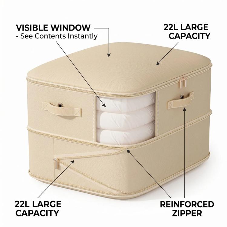4x Clothes Storage Bags With Zips Bedroom Large Collapsible Storage Box Bedding