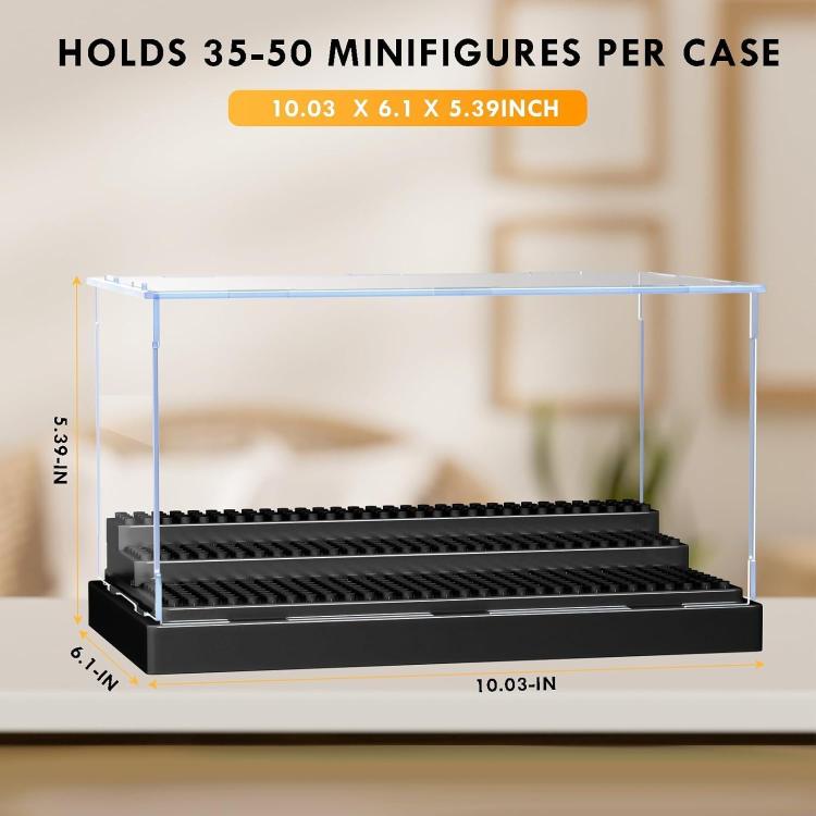 Minifigures Figure Display Case - 3-Tier Clear Acrylic Dustproof Grey