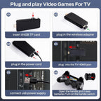 64G 20000+ Retro Games Video Game Console TV Stick 4K HDMI Wireless Controller~