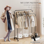Movable Metal Clothes Rail Storage Garment Shelf Hanging Display Stand Rack