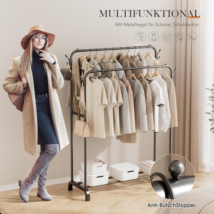 Movable Metal Clothes Rail Storage Garment Shelf Hanging Display Stand Rack