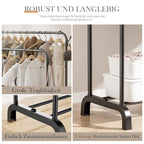 Movable Metal Clothes Rail Storage Garment Shelf Hanging Display Stand Rack