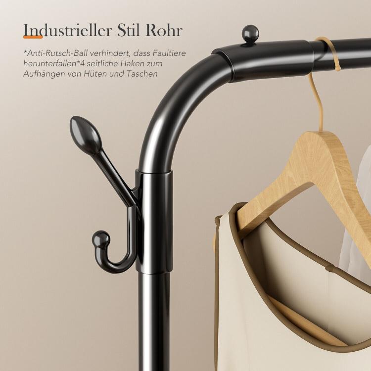 Movable Metal Clothes Rail Storage Garment Shelf Hanging Display Stand Rack