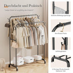 Movable Metal Clothes Rail Storage Garment Shelf Hanging Display Stand Rack