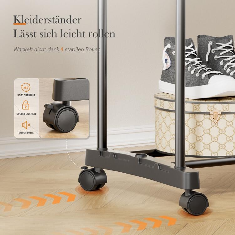 Movable Metal Clothes Rail Storage Garment Shelf Hanging Display Stand Rack