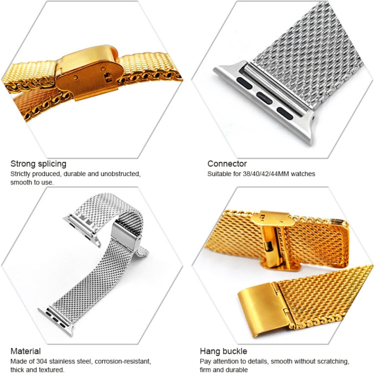304 Stainless Steel Milanese Watch Band with Connector For Apple Watch Series 10 42mm / 9&8&7 41mm / SE 3&SE 2&6&SE&5&4 40mm / 3&2&1 38mm