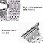 Hidden Butterfly Buckle 7 Beads Stainless Steel Watch Band For Apple Watch 42mm(Silver Gold)