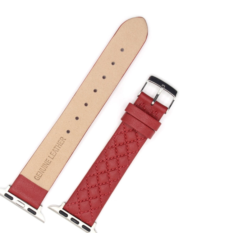 Rhombus Top Layer Cowhide Leather Watch Band For Apple Watch Ultra 49mm&Watch Ultra 2 49mm / Series 10 46mm / 9&8&7 45mm / SE 3&SE 2&6&SE&5&4 44mm / 3&2&1 42mm, For Apple Watch Ultra 49mm / Series 8&7 45mm / SE 2&6&SE&5&4 44mm / 3&2&1 42mm