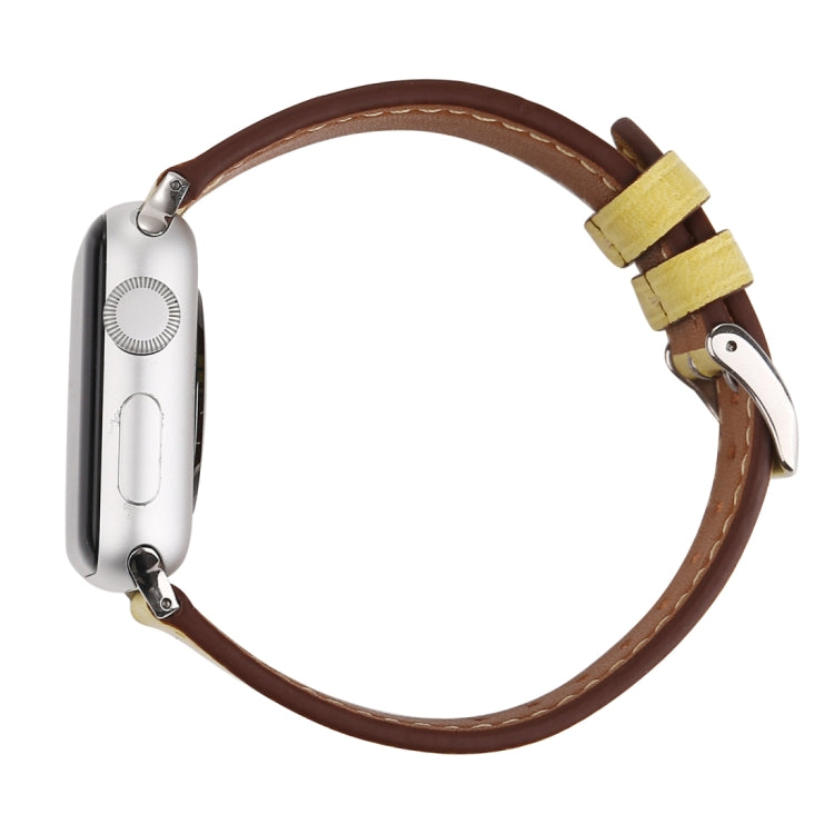 For Apple Watch Ultra 49mm&Watch Ultra 2 49mm / Series 10 46mm / 9&8&7 45mm / SE 3&SE 2&6&SE&5&4 44mm / 3&2&1 42mm Fresh Style Genuine Leather Watch Band