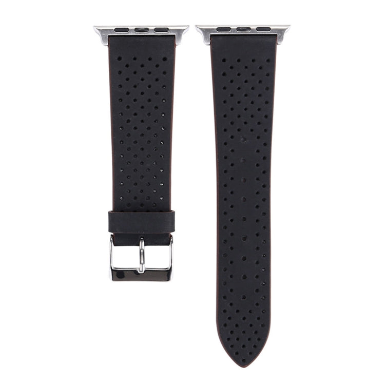 For Apple Watch Ultra 49mm&Watch Ultra 2 49mm / Series 10 46mm / 9&8&7 45mm / SE 3&SE 2&6&SE&5&4 44mm / 3&2&1 42mm Simple Fashion Genuine Leather Hole Pattern Watch Band