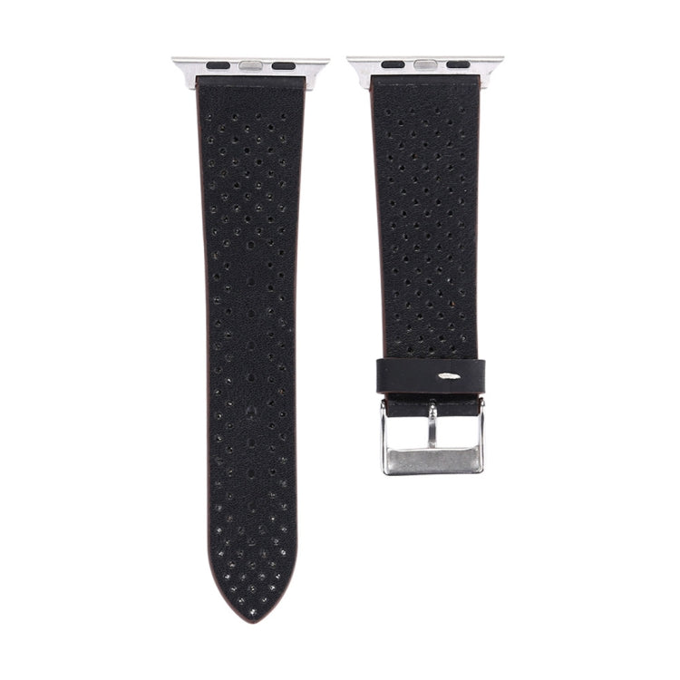 For Apple Watch Ultra 49mm&Watch Ultra 2 49mm / Series 10 46mm / 9&8&7 45mm / SE 3&SE 2&6&SE&5&4 44mm / 3&2&1 42mm Simple Fashion Genuine Leather Hole Pattern Watch Band