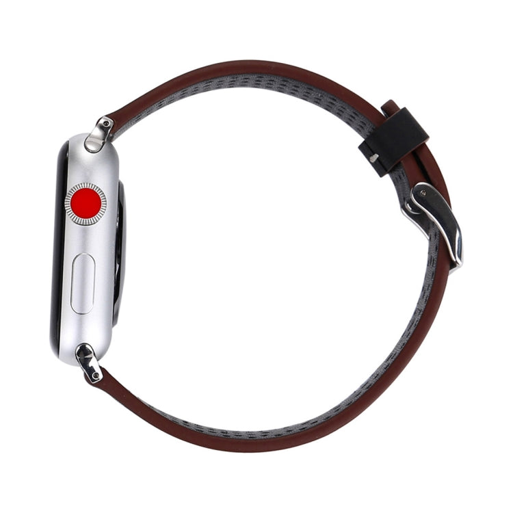 For Apple Watch Ultra 49mm&Watch Ultra 2 49mm / Series 10 46mm / 9&8&7 45mm / SE 3&SE 2&6&SE&5&4 44mm / 3&2&1 42mm Simple Fashion Genuine Leather Hole Pattern Watch Band