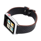 For Apple Watch Ultra 49mm&Watch Ultra 2 49mm / Series 10 46mm / 9&8&7 45mm / SE 3&SE 2&6&SE&5&4 44mm / 3&2&1 42mm Simple Fashion Genuine Leather Hole Pattern Watch Band