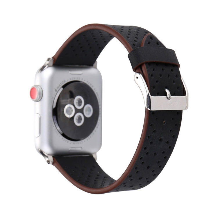 For Apple Watch Ultra 49mm&Watch Ultra 2 49mm / Series 10 46mm / 9&8&7 45mm / SE 3&SE 2&6&SE&5&4 44mm / 3&2&1 42mm Simple Fashion Genuine Leather Hole Pattern Watch Band