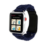Magic Paste Genuine Leather Umbrella Rope Nylon Wrist Watch Band with and Stainless Steel Buckle for Apple Watch Series 10 42mm / 9&8&7 41mm / SE 3&SE 2&6&SE&5&4 40mm / 3&2&1 38mm