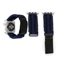 Magic Paste Genuine Leather Umbrella Rope Nylon Wrist Watch Band with Stainless Steel Buckle for Apple Watch Ultra 49mm&Watch Ultra 2 49mm / Series 10 46mm / 9&8&7 45mm / SE 3&SE 2&6&SE&5&4 44mm / 3&2&1 42mm