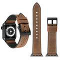 Crazy Horse Texture TPU + Stainless Steel Watch Band for Apple Watch Series 7 45mm / 6 & SE & 5 & 4 44mm / 3 & 2 & 1 42mm