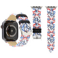 Thorns Printing Genuine Leather Watch Band for Apple Watch Ultra 49mm&Watch Ultra 2 49mm / Series 10 46mm / 9&8&7 45mm / SE 3&SE 2&6&SE&5&4 44mm / 3&2&1 42mm