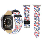 Thorns Printing Genuine Leather Watch Band for Apple Watch Ultra 49mm&Watch Ultra 2 49mm / Series 10 46mm / 9&8&7 45mm / SE 3&SE 2&6&SE&5&4 44mm / 3&2&1 42mm