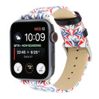 Thorns Printing Genuine Leather Watch Band for Apple Watch Ultra 49mm&Watch Ultra 2 49mm / Series 10 46mm / 9&8&7 45mm / SE 3&SE 2&6&SE&5&4 44mm / 3&2&1 42mm
