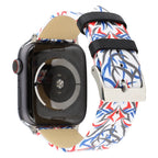 Thorns Printing Genuine Leather Watch Band for Apple Watch Ultra 49mm&Watch Ultra 2 49mm / Series 10 46mm / 9&8&7 45mm / SE 3&SE 2&6&SE&5&4 44mm / 3&2&1 42mm