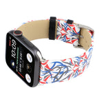 Thorns Printing Genuine Leather Watch Band for Apple Watch Ultra 49mm&Watch Ultra 2 49mm / Series 10 46mm / 9&8&7 45mm / SE 3&SE 2&6&SE&5&4 44mm / 3&2&1 42mm