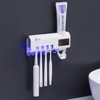 Ultraviolet Toothbrush Sterilizer Bathroom Wall-mounted Toothbrush Holder — White