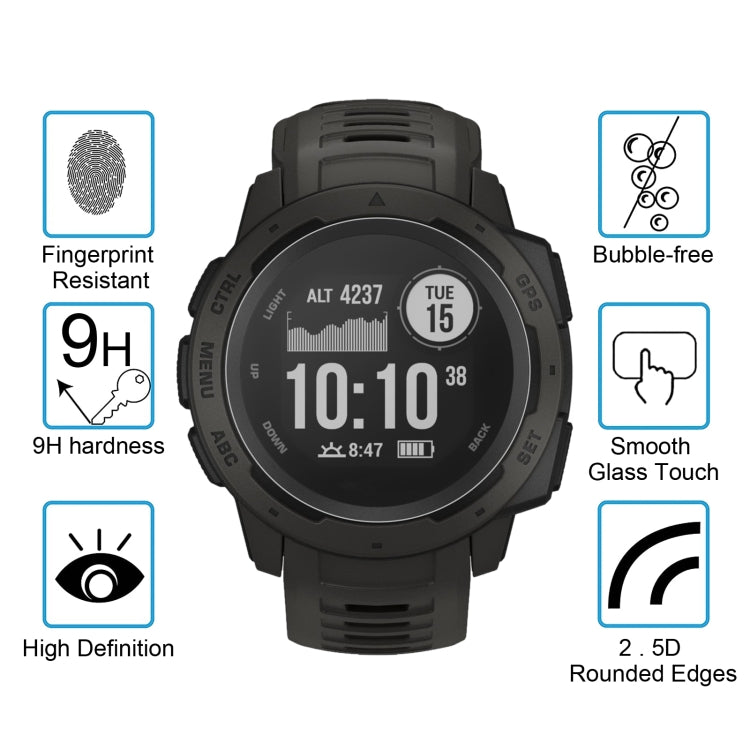 2 PCS ENKAY Hat-Prince 0.2mm 9H 2.15D Curved Edge Tempered Glass Film for Garmin Instinct Intelligent Sports Watch