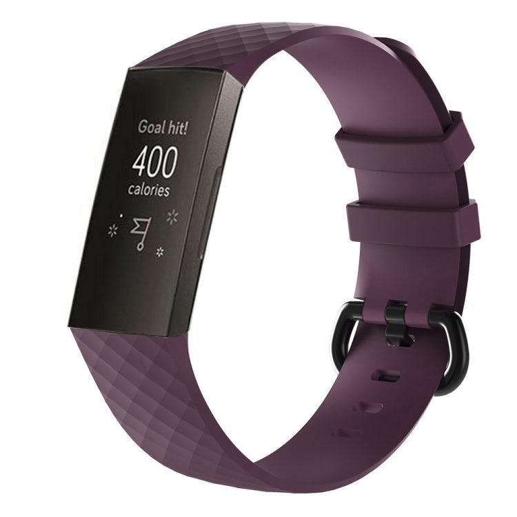 Diamond Pattern Silicone Watch Band for Fitbit Charge 3, Size: 210x18mm